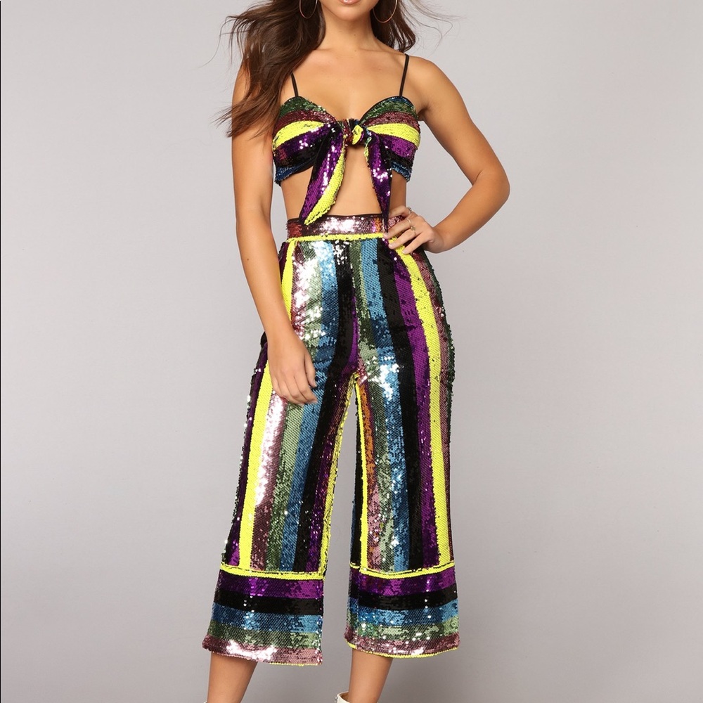 Multicolor sequence pant set